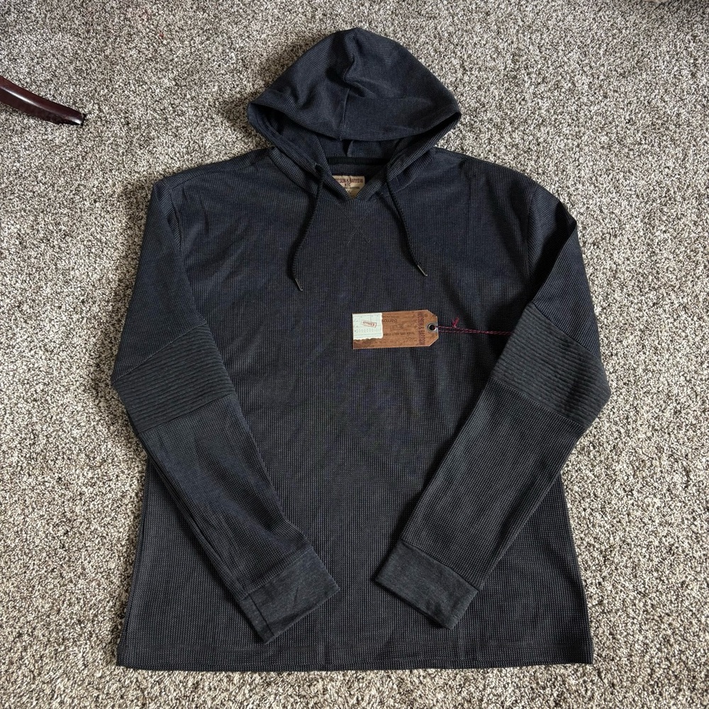 NWT Hudson & Barrow NYC Waffle Knit Thermal Hoodie 2X Charcoal Long Sleeve indie